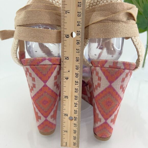 Theodora & Callum Stuart Weitzman Platform Espadrille Wedge Sandal Pink Size 10 - Picture 9 of 16